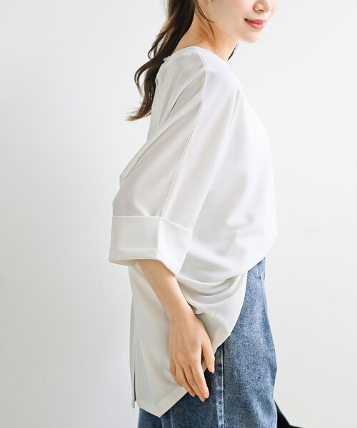 rps（アールピーエス）の「ターンバックスリーブワイド７分袖プルオーバー（Tシャツ/カットソー・レディース・グレイッシュブルー/オフホワイト/ブラック・フリー）」の11枚目の写真