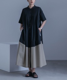 シャツワンピース（ブルー・ネイビー/青色系・半袖