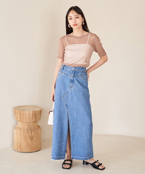 VIS(ビス)の「【洗える】シアーラメレイヤードTシャツ(Tシャツ/カットソー・レディース・グレー/ブラック/ピンク系その他2/オフホワイト・FREE)」の12枚目の写真