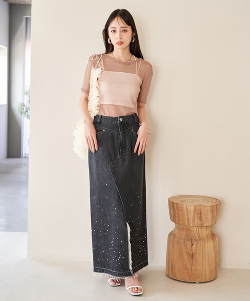 VIS(ビス)の「【洗える】シアーラメレイヤードTシャツ(Tシャツ/カットソー・レディース・グレー/ブラック/ピンク系その他2/オフホワイト・FREE)」の15枚目の写真