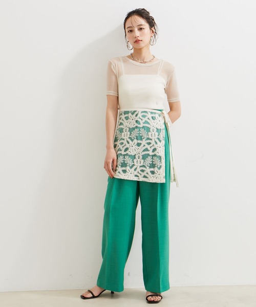 VIS(ビス)の「【洗える】シアーラメレイヤードTシャツ(Tシャツ/カットソー・レディース・グレー/ブラック/ピンク系その他2/オフホワイト・FREE)」の18枚目の写真