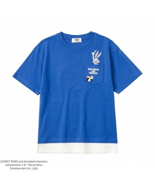 Looney Tunes(ルーニーテューンズ)の「【綿100%】LOONEY TUNES ルーニー・テューンズ 胸ポケット付きTシャツ(Tシャツ/カットソー・キッズ・ブルー/グリーン・110cm/100cm/120cm/130cm/140cm)」の1枚目の写真