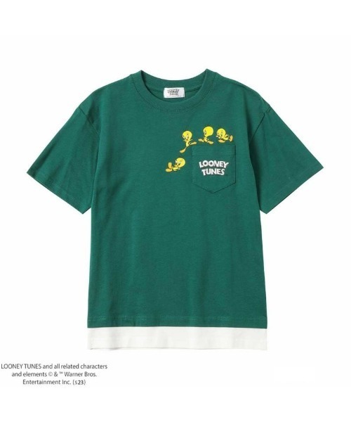 Looney Tunes(ルーニーテューンズ)の「【綿100%】LOONEY TUNES ルーニー・テューンズ 胸ポケット付きTシャツ(Tシャツ/カットソー・キッズ・ブルー/グリーン・110cm/100cm/120cm/130cm/140cm)」の2枚目の写真