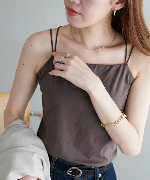 DISCOAT（ディスコート）の「吸水速乾カップ付キャミソール【RE/LA by DISCOAT】（キャミソール・レディース・アイボリー/ブラック/ブラウン・MEDIUM/SMALL/LARGE）」の3枚目の写真