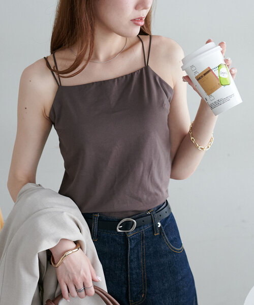 DISCOAT（ディスコート）の「吸水速乾カップ付キャミソール【RE/LA by DISCOAT】（キャミソール・レディース・アイボリー/ブラック/ブラウン・MEDIUM/SMALL/LARGE）」の14枚目の写真