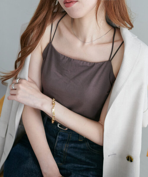 DISCOAT（ディスコート）の「吸水速乾カップ付キャミソール【RE/LA by DISCOAT】（キャミソール・レディース・アイボリー/ブラック/ブラウン・MEDIUM/SMALL/LARGE）」の12枚目の写真