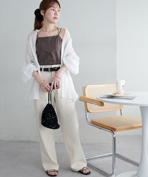 DISCOAT（ディスコート）の「吸水速乾カップ付キャミソール【RE/LA by DISCOAT】（キャミソール・レディース・アイボリー/ブラック/ブラウン・MEDIUM/SMALL/LARGE）」の8枚目の写真