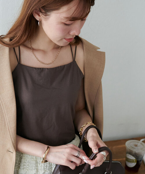 DISCOAT（ディスコート）の「吸水速乾カップ付キャミソール【RE/LA by DISCOAT】（キャミソール・レディース・アイボリー/ブラック/ブラウン・MEDIUM/SMALL/LARGE）」の7枚目の写真