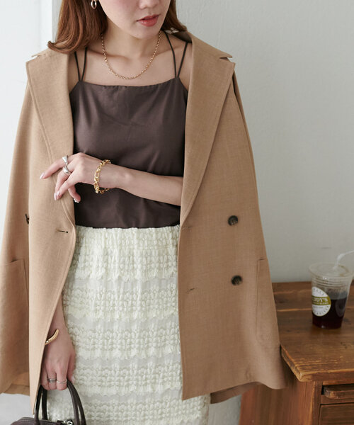 DISCOAT（ディスコート）の「吸水速乾カップ付キャミソール【RE/LA by DISCOAT】（キャミソール・レディース・アイボリー/ブラック/ブラウン・MEDIUM/SMALL/LARGE）」の6枚目の写真