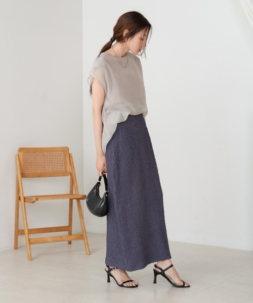 Bab(バブ)の「【S・Mサイズ展開あり】シャーリングカットIラインスカート(スカート・レディース・イエロー/チャコールグレー/ライトグレー・S/M)」の8枚目の写真
