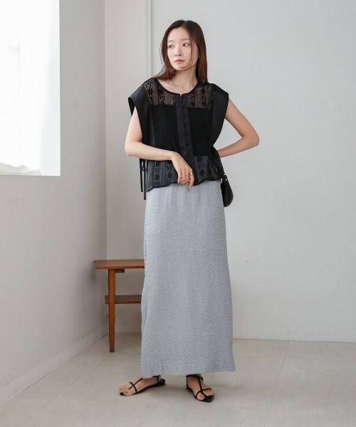 Bab(バブ)の「【S・Mサイズ展開あり】シャーリングカットIラインスカート(スカート・レディース・イエロー/チャコールグレー/ライトグレー・S/M)」の14枚目の写真