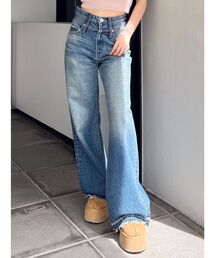 GYDA | ハイウエストDOUBLEベルトワイドデニムパンツ(デニムパンツ)