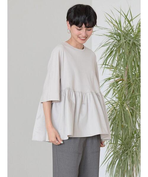 AMERICAN HOLIC(アメリカンホリック)の「異素材ティアードプルオーバー(Tシャツ/カットソー・レディース・ブラック/グレイッシュベージュ・M/L)」の12枚目の写真