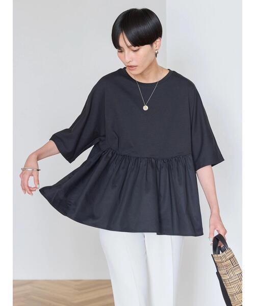 AMERICAN HOLIC(アメリカンホリック)の「異素材ティアードプルオーバー(Tシャツ/カットソー・レディース・ブラック/グレイッシュベージュ・M/L)」の22枚目の写真