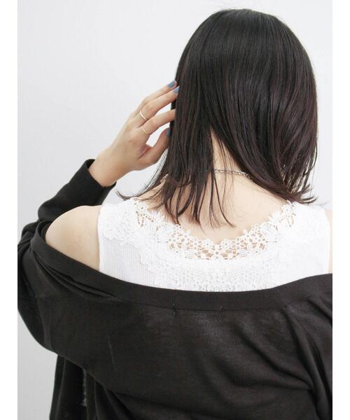 Samansa Mos2 blue（サマンサモスモスブルー）の「前後2wayモチーフレースタンク（Tシャツ/カットソー・レディース・ブラック/オフホワイト/キナリ・F）」の2枚目の写真