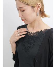 Samansa Mos2 blue | 前後2wayモチーフレースタンク(Tシャツ/カットソー)