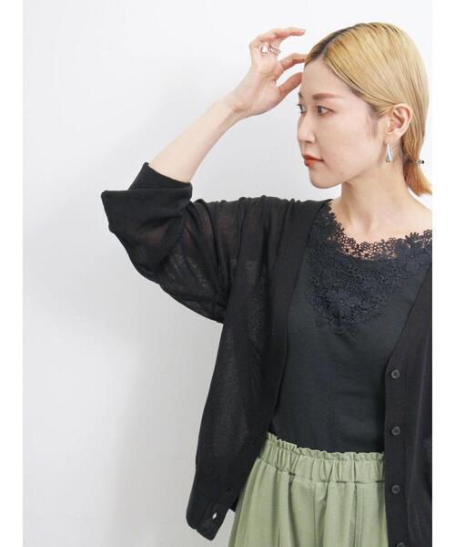 Samansa Mos2 blue（サマンサモスモスブルー）の「前後2wayモチーフレースタンク（Tシャツ/カットソー・レディース・ブラック/オフホワイト/キナリ・F）」の14枚目の写真