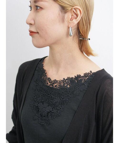 Samansa Mos2 blue（サマンサモスモスブルー）の「前後2wayモチーフレースタンク（Tシャツ/カットソー・レディース・ブラック/オフホワイト/キナリ・F）」の15枚目の写真