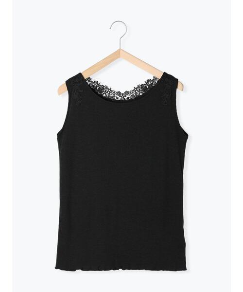 Samansa Mos2 blue（サマンサモスモスブルー）の「前後2wayモチーフレースタンク（Tシャツ/カットソー・レディース・ブラック/オフホワイト/キナリ・F）」の17枚目の写真