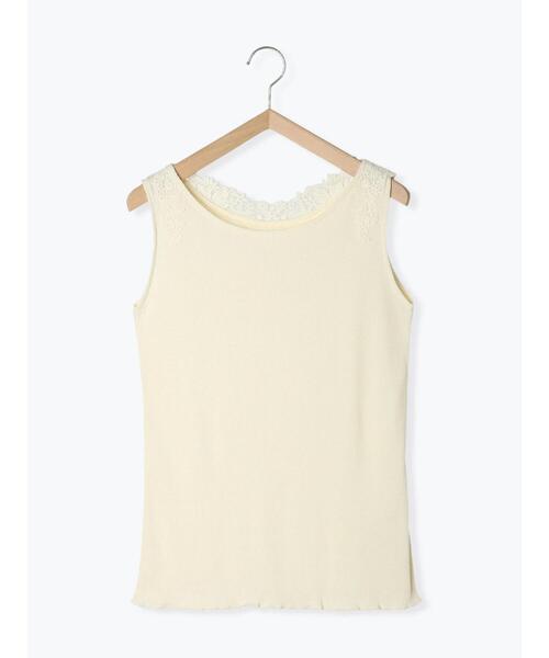 Samansa Mos2 blue（サマンサモスモスブルー）の「前後2wayモチーフレースタンク（Tシャツ/カットソー・レディース・ブラック/オフホワイト/キナリ・F）」の18枚目の写真