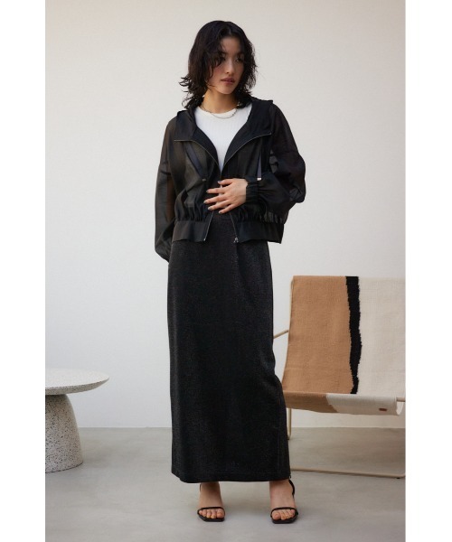 AZUL by moussy（アズールバイマウジー）の「シアーフーディーブルゾン（ブルゾン・レディース・アイボリー/ブラック/グレー・FREE）」の12枚目の写真
