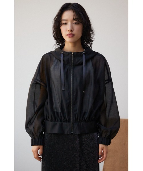 AZUL by moussy（アズールバイマウジー）の「シアーフーディーブルゾン（ブルゾン・レディース・アイボリー/ブラック/グレー・FREE）」の11枚目の写真