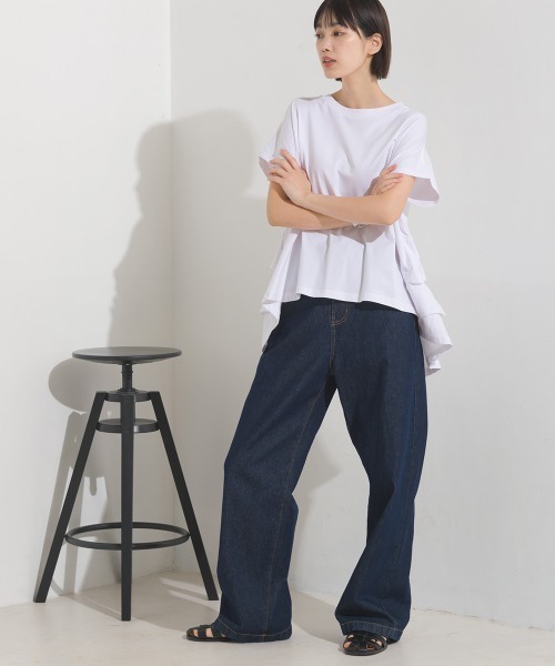 OMNES(オムネス)の「バイオポリウォッシュバッグフリルプルオーバーTシャツ(Tシャツ/カットソー・レディース・ブラック/ホワイト/ピンク/ネイビー/グレー・FREE)」の17枚目の写真