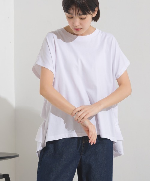 OMNES(オムネス)の「バイオポリウォッシュバッグフリルプルオーバーTシャツ(Tシャツ/カットソー・レディース・ブラック/ホワイト/ピンク/ネイビー/グレー・FREE)」の19枚目の写真