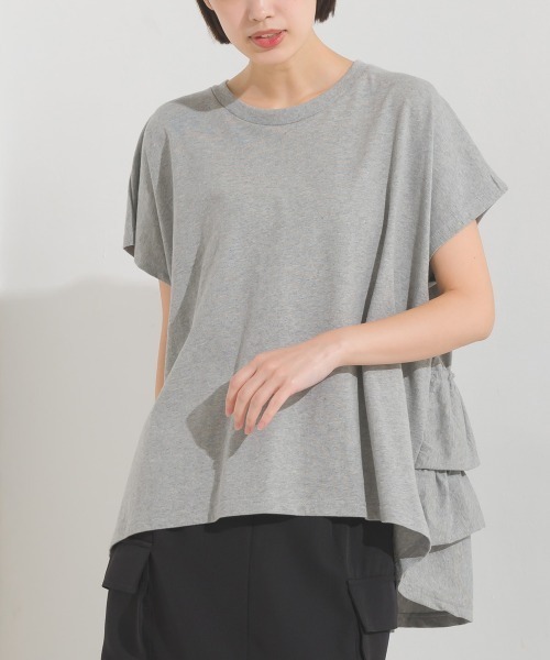OMNES(オムネス)の「バイオポリウォッシュバッグフリルプルオーバーTシャツ(Tシャツ/カットソー・レディース・ブラック/ホワイト/ピンク/ネイビー/グレー・FREE)」の22枚目の写真