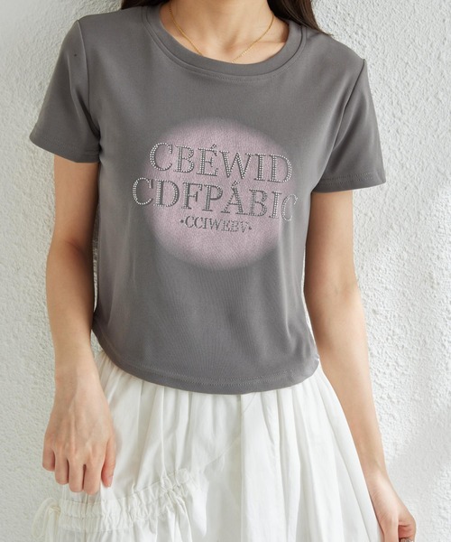 MAISON DE THERESE（メゾン ド テレーズ）の「ジルコン付きプリントTシャツ（Tシャツ/カットソー・レディース・ホワイト/グレー/ピンク・S/M/L）」の16枚目の写真