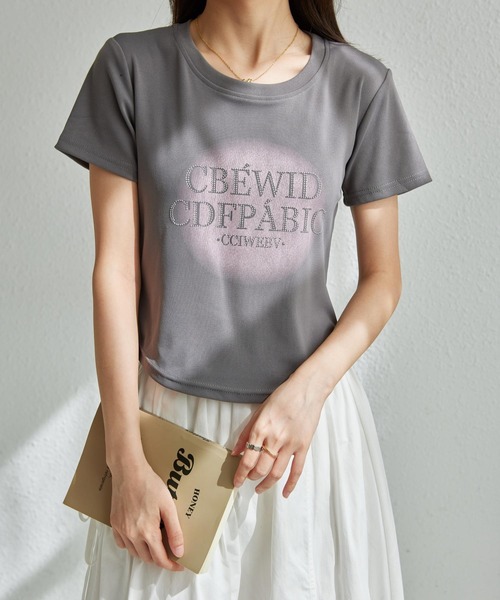 MAISON DE THERESE（メゾン ド テレーズ）の「ジルコン付きプリントTシャツ（Tシャツ/カットソー・レディース・ホワイト/グレー/ピンク・S/M/L）」の15枚目の写真