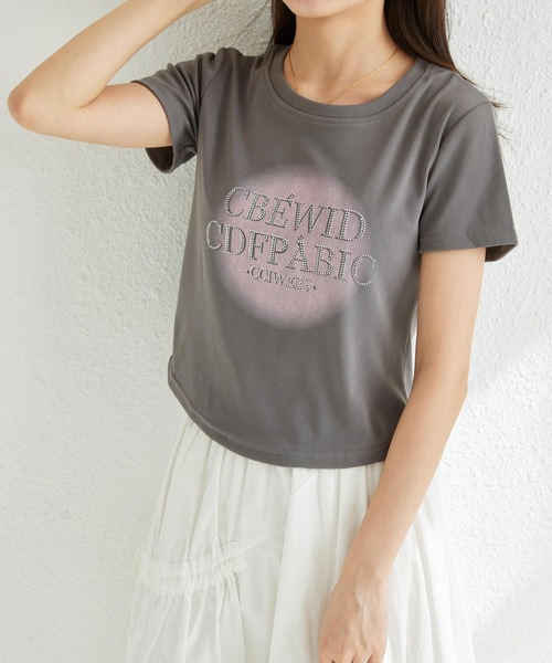 MAISON DE THERESE（メゾン ド テレーズ）の「ジルコン付きプリントTシャツ（Tシャツ/カットソー・レディース・ホワイト/グレー/ピンク・S/M/L）」の14枚目の写真