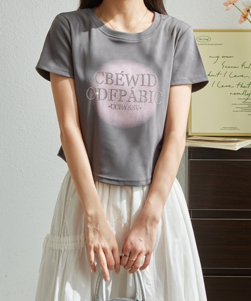 MAISON DE THERESE（メゾン ド テレーズ）の「ジルコン付きプリントTシャツ（Tシャツ/カットソー・レディース・ホワイト/グレー/ピンク・S/M/L）」の13枚目の写真