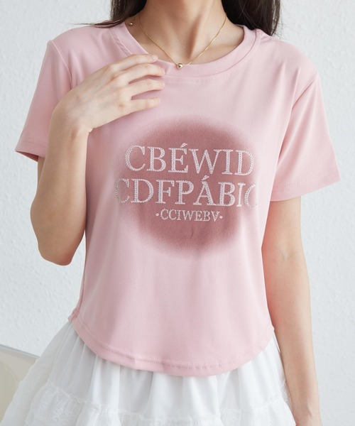 MAISON DE THERESE（メゾン ド テレーズ）の「ジルコン付きプリントTシャツ（Tシャツ/カットソー・レディース・ホワイト/グレー/ピンク・S/M/L）」の7枚目の写真