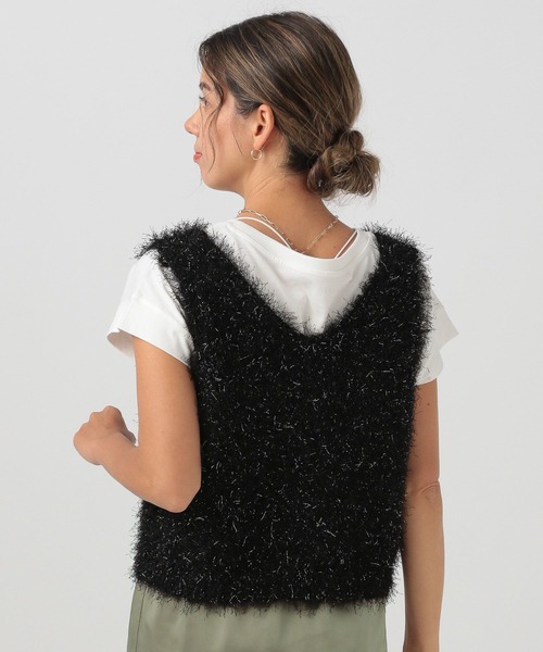 BAYFLOW（ベイフロー）の「[夏から長く着られる]ショートラメファーベスト（ベスト・レディース・ブラック/アイボリー/ライトグレー・FREE）」の9枚目の写真