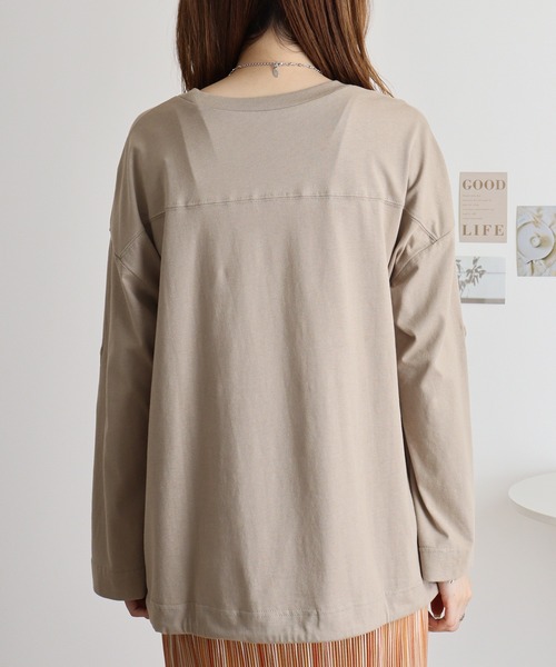 atONE(アットワン)の「atONE エフォートレスバルーンスリーブ2WAYトップス(Tシャツ/カットソー・レディース・ブラック/チャコールグレー/グレイッシュベージュ/カーキ/オフホワイト・M-L/LL~3L/4L~5L)」の8枚目の写真