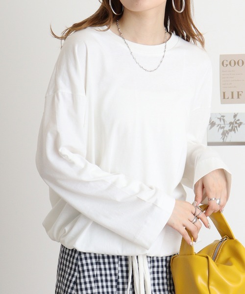atONE(アットワン)の「atONE エフォートレスバルーンスリーブ2WAYトップス(Tシャツ/カットソー・レディース・ブラック/チャコールグレー/グレイッシュベージュ/カーキ/オフホワイト・M-L/LL~3L/4L~5L)」の15枚目の写真