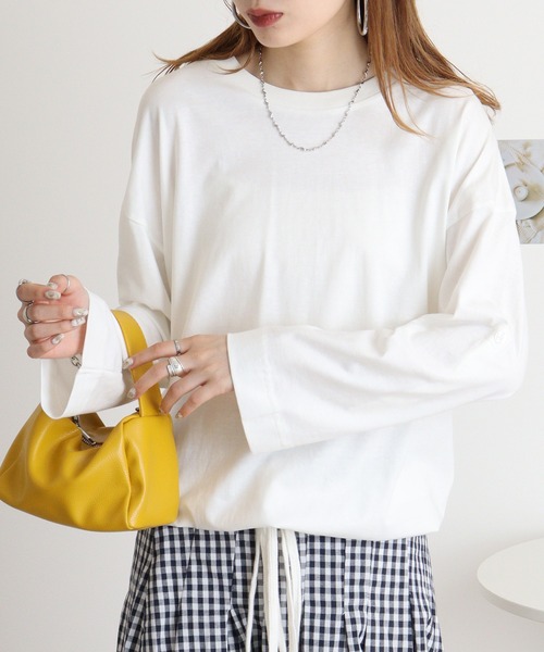atONE(アットワン)の「atONE エフォートレスバルーンスリーブ2WAYトップス(Tシャツ/カットソー・レディース・ブラック/チャコールグレー/グレイッシュベージュ/カーキ/オフホワイト・M-L/LL~3L/4L~5L)」の16枚目の写真