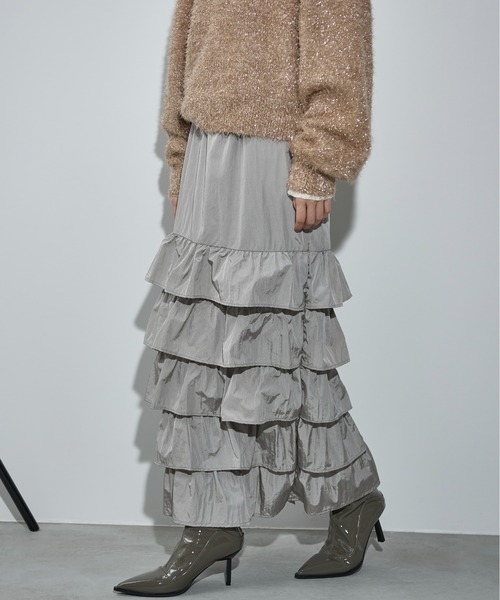 THE YOn（ザヨン）の「ナイロンフリルティアードスカート（スカート・レディース・セージグリーン/ブラック/シルバーグレー・FREE）」の2枚目の写真