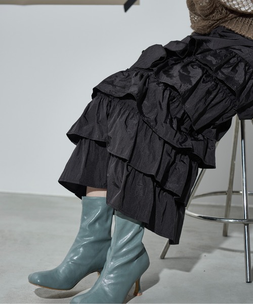 THE YOn（ザヨン）の「ナイロンフリルティアードスカート（スカート・レディース・セージグリーン/ブラック/シルバーグレー・FREE）」の20枚目の写真