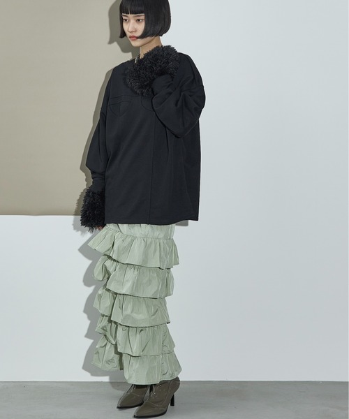THE YOn（ザヨン）の「ナイロンフリルティアードスカート（スカート・レディース・セージグリーン/ブラック/シルバーグレー・FREE）」の6枚目の写真