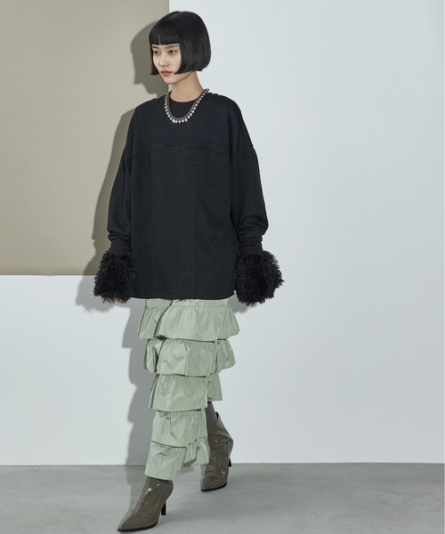 THE YOn（ザヨン）の「ナイロンフリルティアードスカート（スカート・レディース・セージグリーン/ブラック/シルバーグレー・FREE）」の4枚目の写真