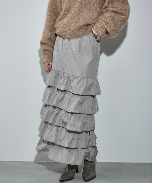 THE YOn（ザヨン）の「ナイロンフリルティアードスカート（スカート・レディース・セージグリーン/ブラック/シルバーグレー・FREE）」の19枚目の写真