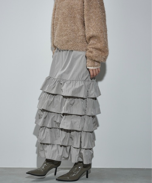 THE YOn（ザヨン）の「ナイロンフリルティアードスカート（スカート・レディース・セージグリーン/ブラック/シルバーグレー・FREE）」の18枚目の写真