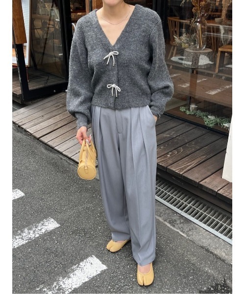 セール】リボンモチーフ付ニットカーディガン（カーディガン/ボレロ