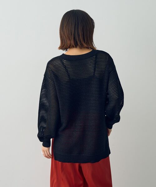 Editt by YECCA VECCA（エディットバイイェッカヴェッカ）の「ラメ混メッシュ編みニット（ニット/セーター・レディース・ブラック/グレイッシュベージュ/チャコールグレー・FREE）」の8枚目の写真