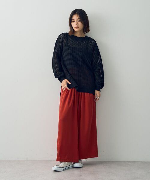 Editt by YECCA VECCA（エディットバイイェッカヴェッカ）の「ラメ混メッシュ編みニット（ニット/セーター・レディース・ブラック/グレイッシュベージュ/チャコールグレー・FREE）」の9枚目の写真