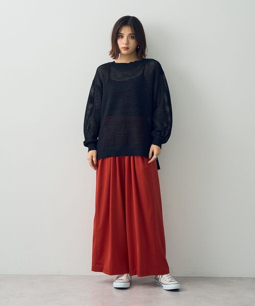Editt by YECCA VECCA（エディットバイイェッカヴェッカ）の「ラメ混メッシュ編みニット（ニット/セーター・レディース・ブラック/グレイッシュベージュ/チャコールグレー・FREE）」の10枚目の写真