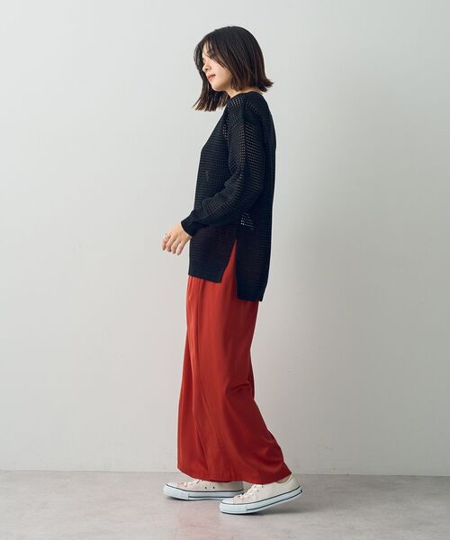 Editt by YECCA VECCA（エディットバイイェッカヴェッカ）の「ラメ混メッシュ編みニット（ニット/セーター・レディース・ブラック/グレイッシュベージュ/チャコールグレー・FREE）」の11枚目の写真