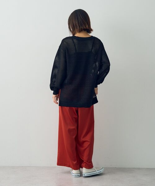 Editt by YECCA VECCA（エディットバイイェッカヴェッカ）の「ラメ混メッシュ編みニット（ニット/セーター・レディース・ブラック/グレイッシュベージュ/チャコールグレー・FREE）」の12枚目の写真